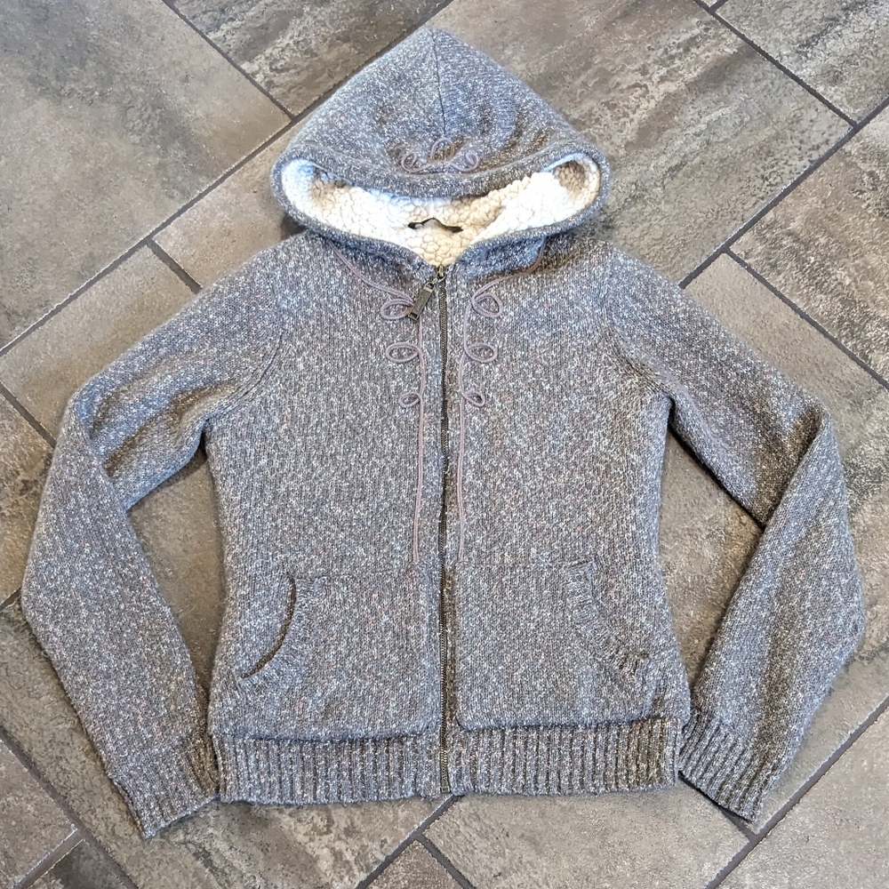 Groggy Zip Up Knit Teddy Bear Sweater Winter Hoodie Sherpa Lined Warm Jacket Si…